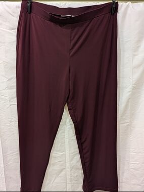 Susan Graver Liquid Knit Straight Leg Pull-On Pants - Rich Burgundy - XL Tall
